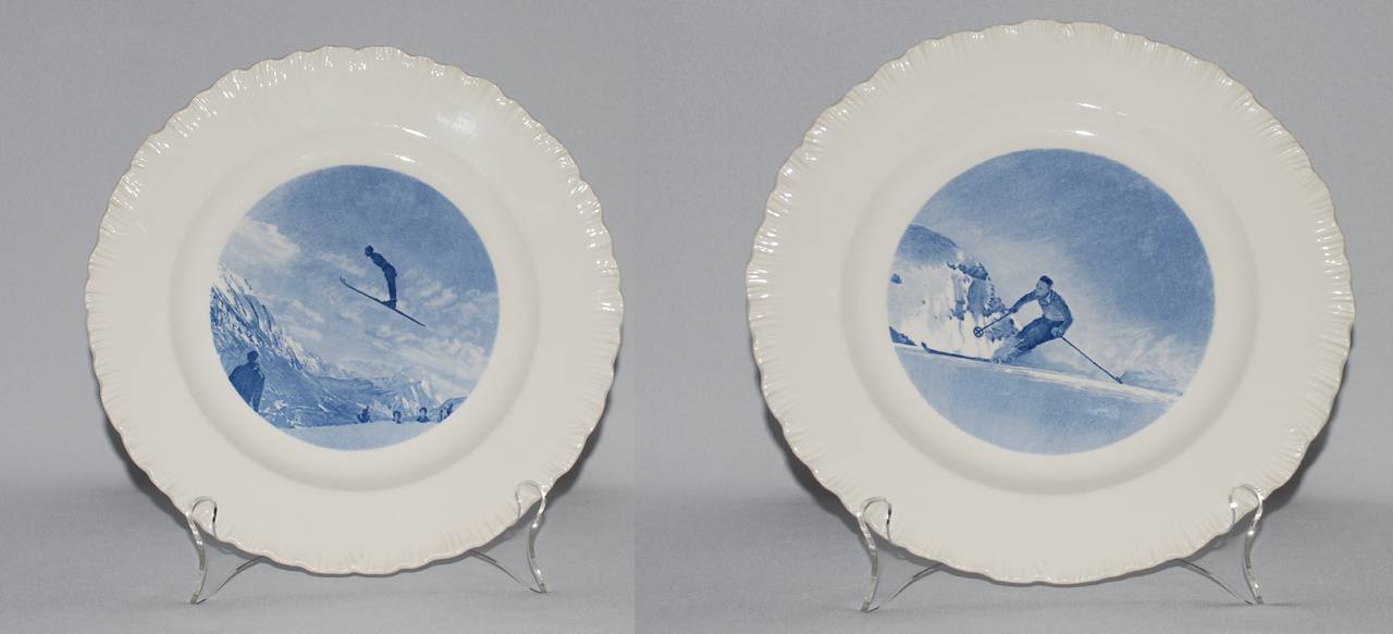 Wedgwood Blue and White Ski Plates