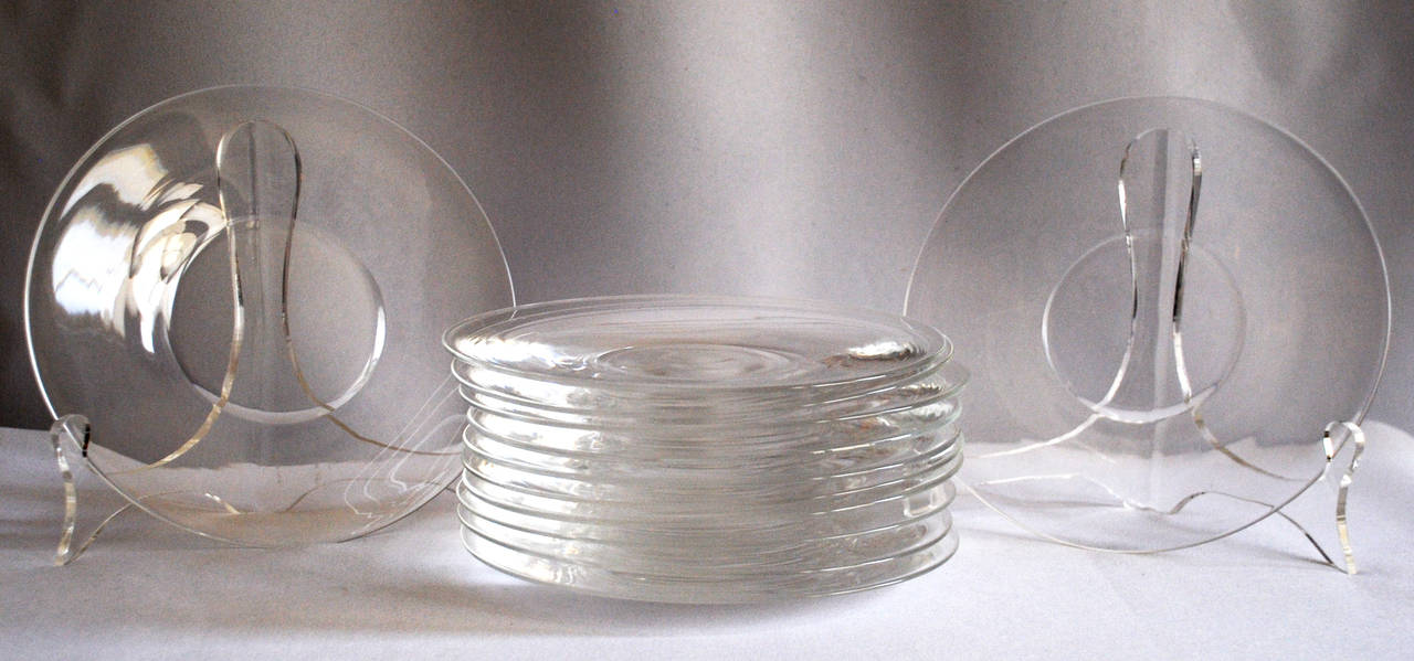 Twelve vintage Steuben crystal plates, 7