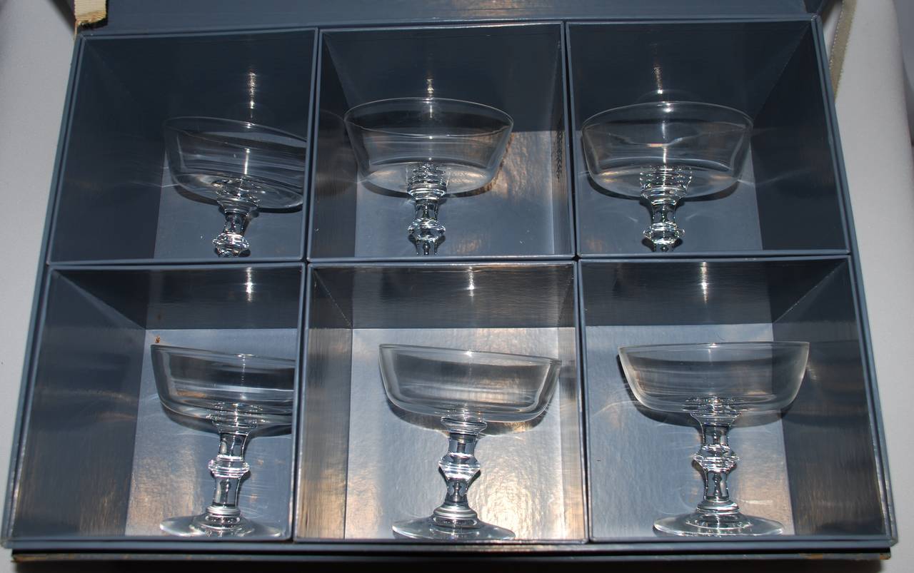 American Steuben Crystal Coupes Signed
