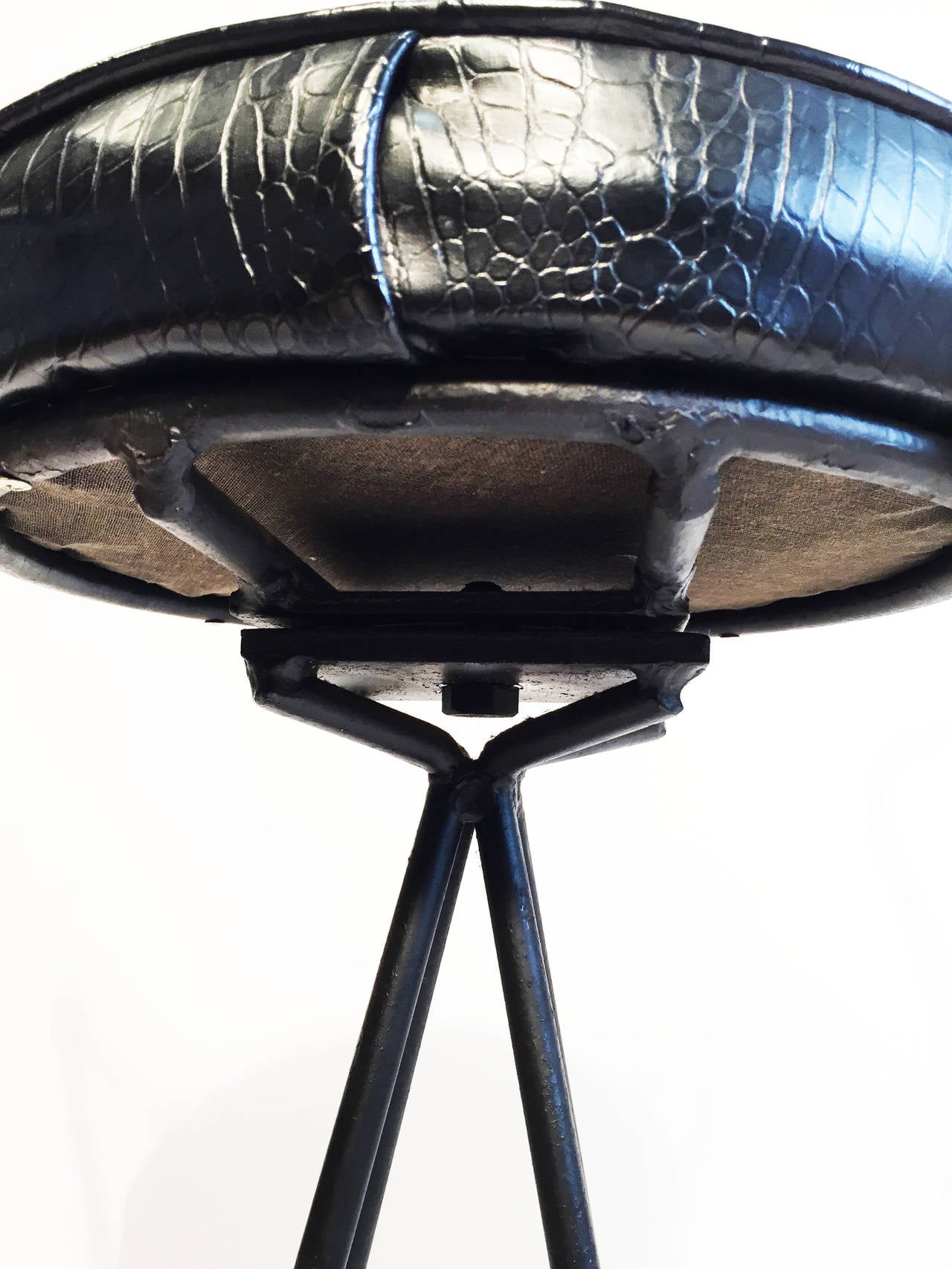 Pair of Wrought Iron Barstools Attributed to Paul Tuttle In Fair Condition In Berkeley, CA