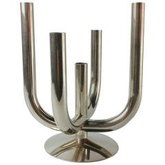 Mid-Century Stainless Steel Tubular Vase
