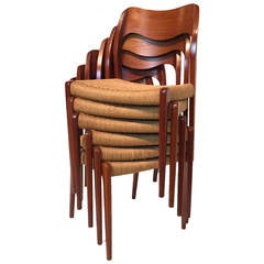 J.L. Moller Teak and Paper Cord Dining Chair