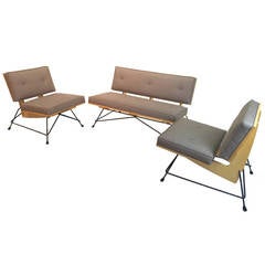 California Modern Settee and Two Chairs in the Manner of Luther Conover