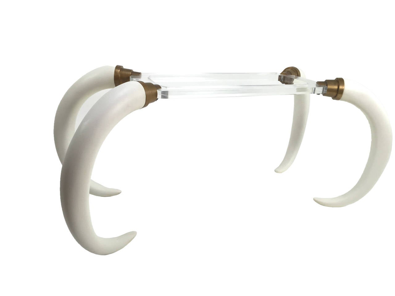 Modern Versailles Collection Resin Elephant Tusk and Lucite Table For Sale