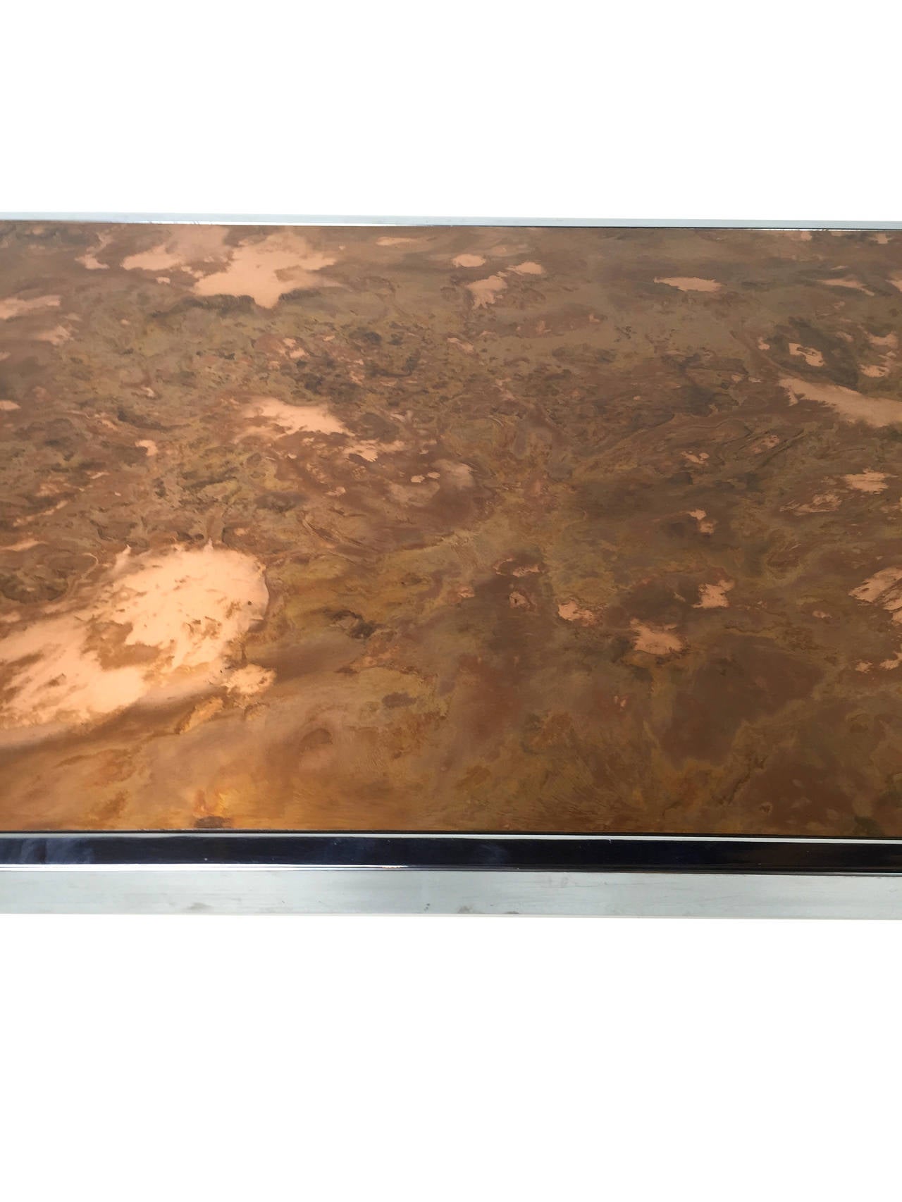 American Exuberant Acid Washed Copper Milo Baughman Table or Desk