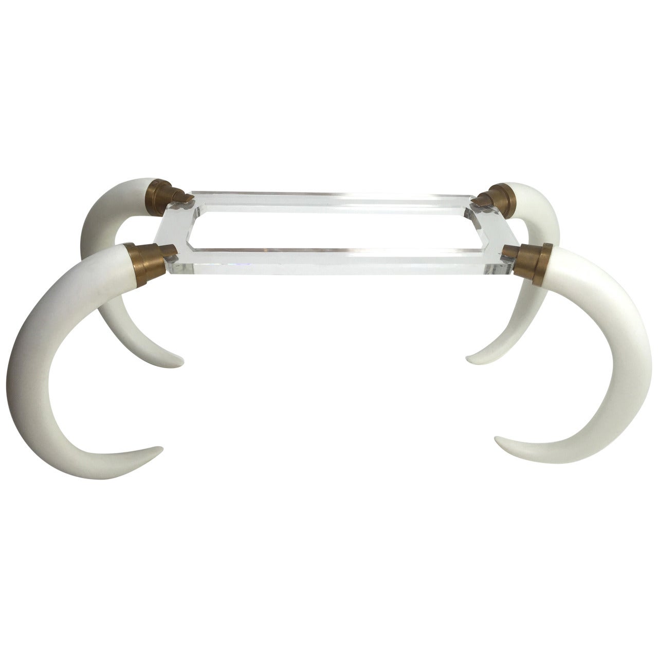 Versailles Collection Resin Elephant Tusk and Lucite Table For Sale