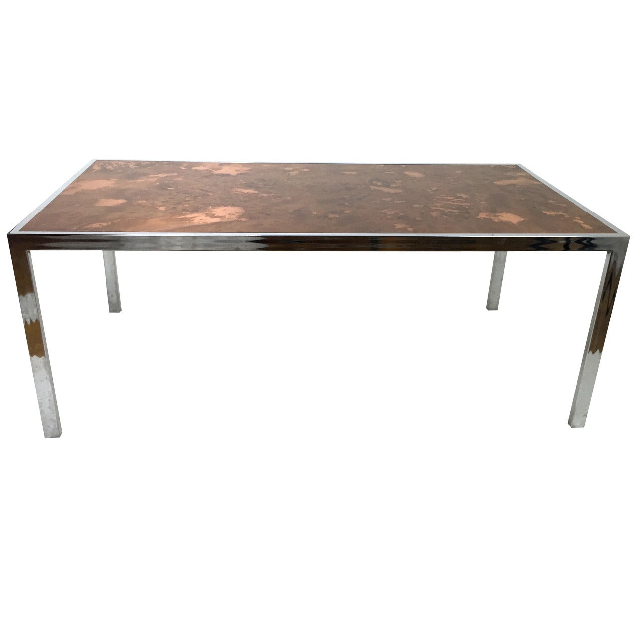 Exuberant Acid Washed Copper Milo Baughman Table or Desk