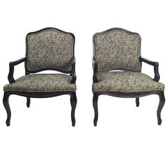 Pair of Monochromatic French Bergere Style Chairs
