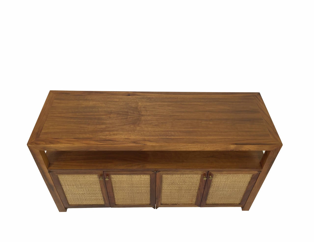 North American Parsons Style Walnut and Cane Credenza or Console