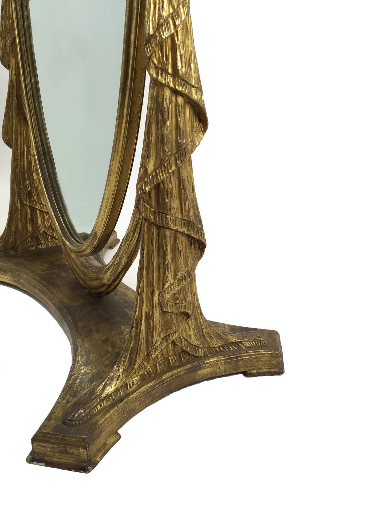 Baroque Revival Dorothy Draper Style Italian Gilded Gold Peering Mirror