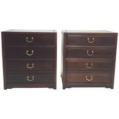 Vintage Pair of Asian Rosewood Campaign Style Chests