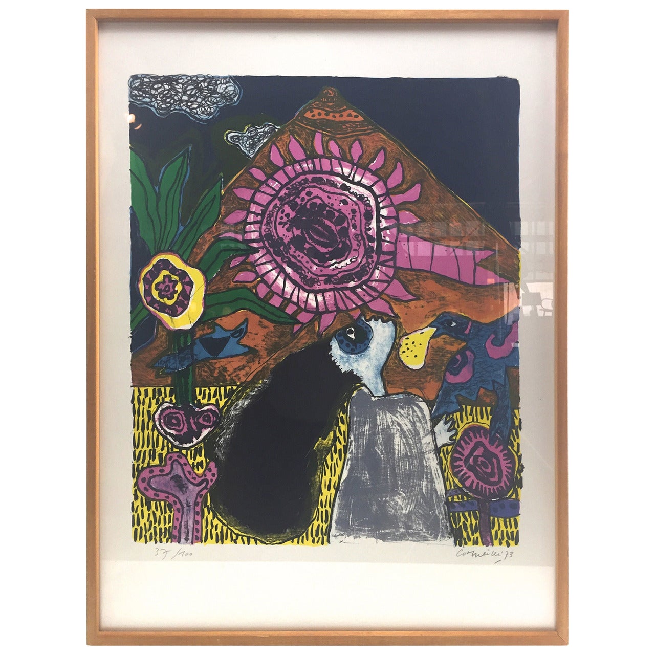 Signed Lithograph "Untitled" by Corneille, 1973 Edition of 37/100