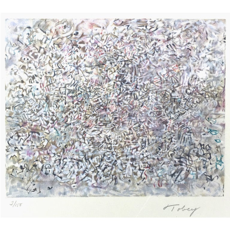 Mark Tobey Signed Color Lithograph "Crowded City, " 1974, Edition 2/150 For Sale
