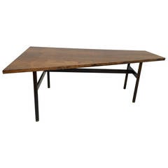 Rosewood Trapezoid Table or Desk in the Manner of Edward Wormley
