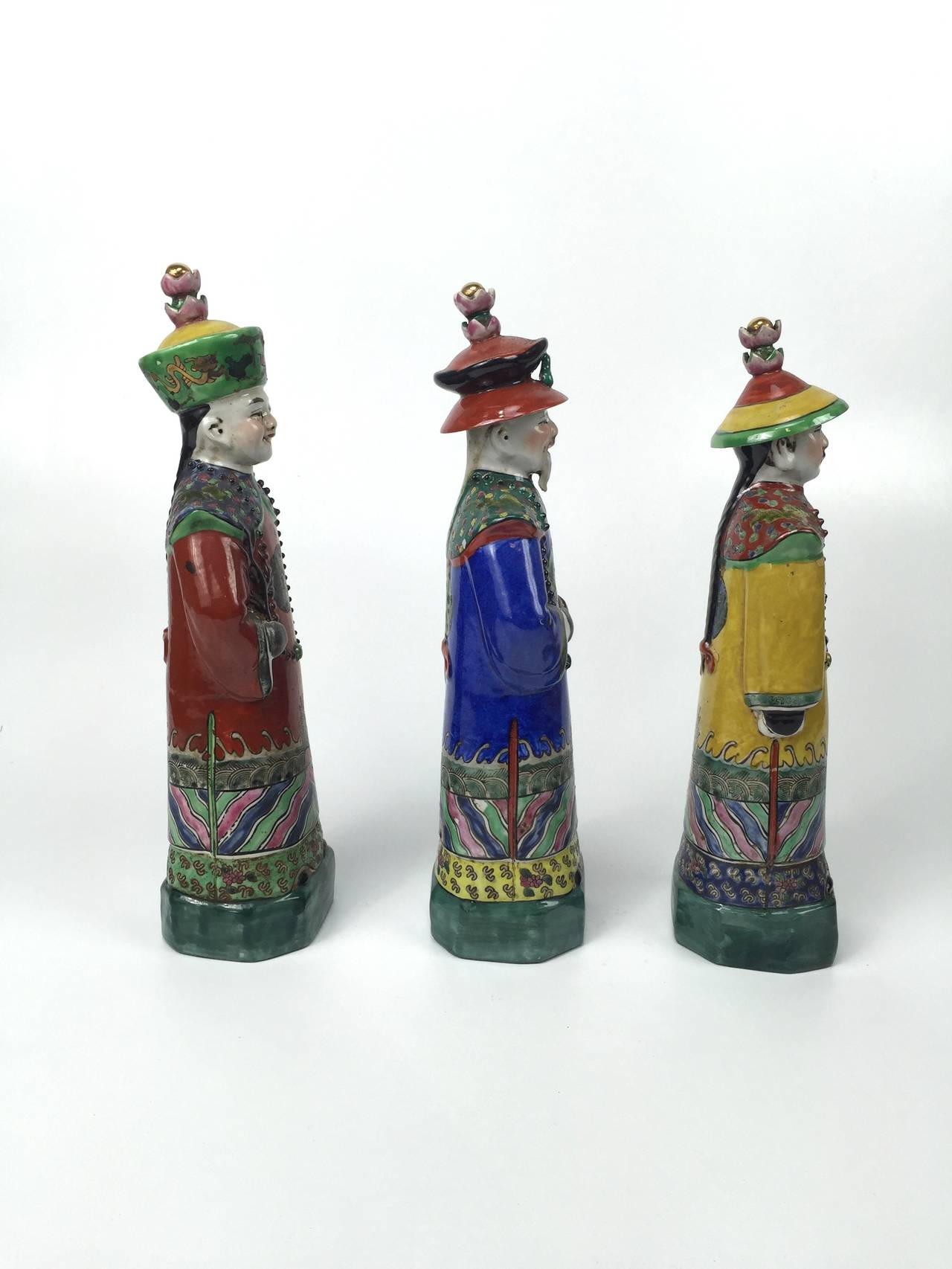 Three 20th Century Chinese Empire Royal Porcelain Figurines In Excellent Condition In Berkeley, CA