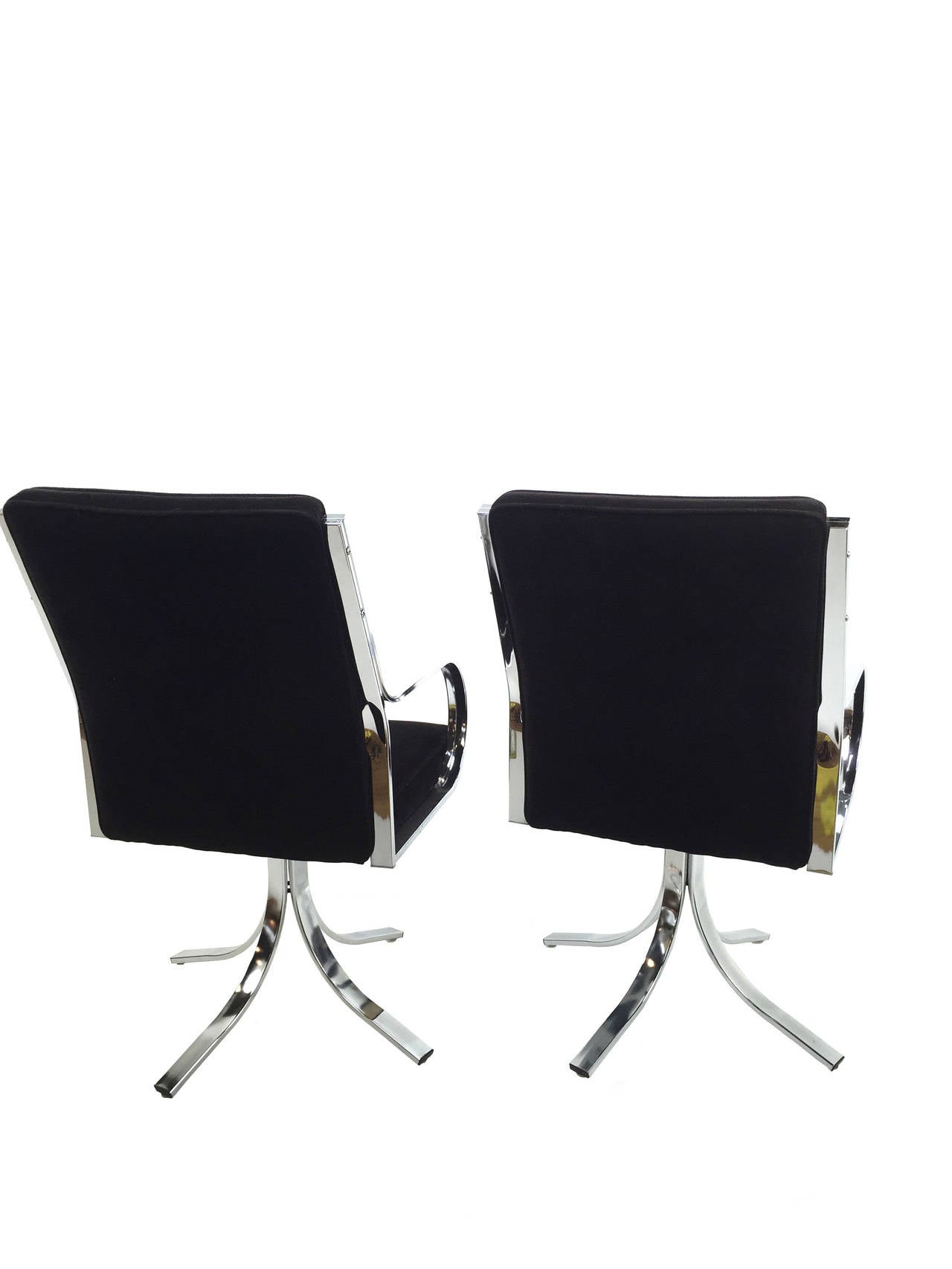 Mid-Century Modern In The Style of Milo Baughman Swivel Dining Chairs