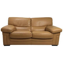 Pair of Roche Bobois Sofas in Caramel Leather