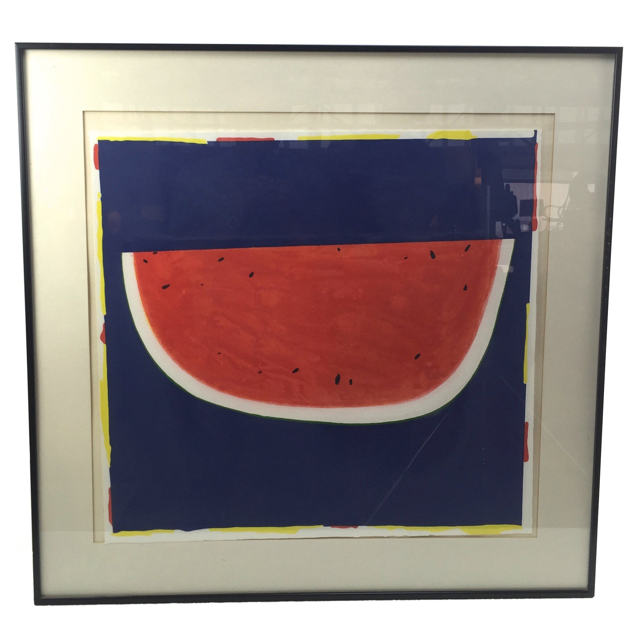 Watermelon, Color Lithograph by Raymond Saunders, Mid-1970s For Sale