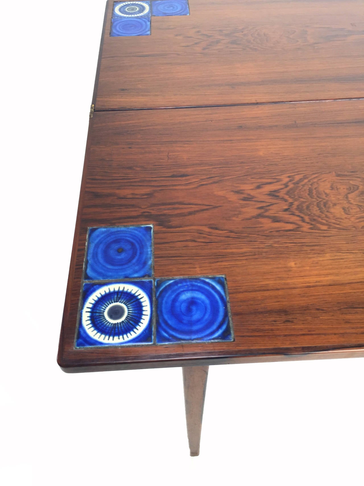 Danish Rosewood Flip Top Game Table for Illums Bohligus In Good Condition In Berkeley, CA
