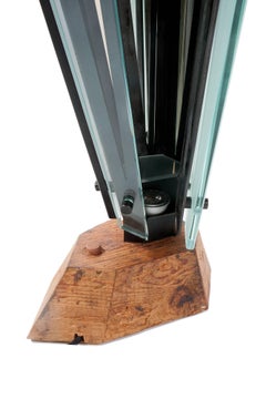 Medium Table Lamp 4 in Local Blackened Steel with Italian Glass