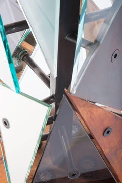 Lampada da terra grande 5 in acciaio locale annerito