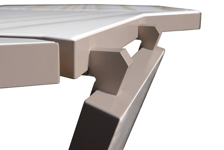 Modern Stealth Coffee Table in Zebrino Marble & Powder-Coated Recycled Italian Aluminum For Sale