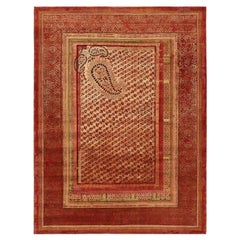"Paisley Panorama" Red Hand-knotted Area Rug Wool, Silk, In Stock "Paisley Panorama" Red Hand-knotted Area Rug Wool, Silk, In Stock