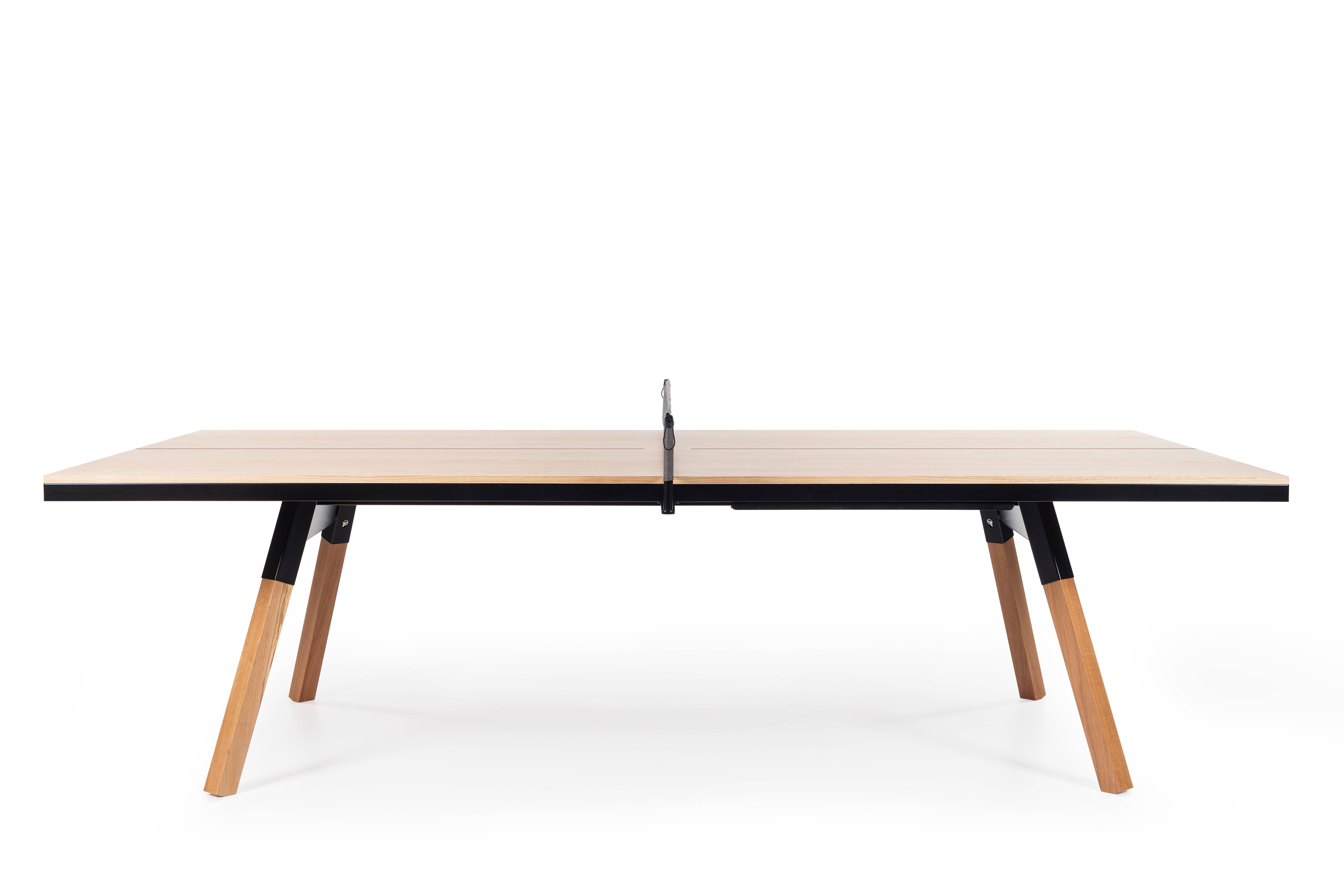 With our wood topped You and Me ping-pong table, we’ve taken our playful attitude indoors. Wood offers comfort and elegance, while sportiness blends in seamlessly in new settings. There’s a place for everything with a You and Me. There’s a place for