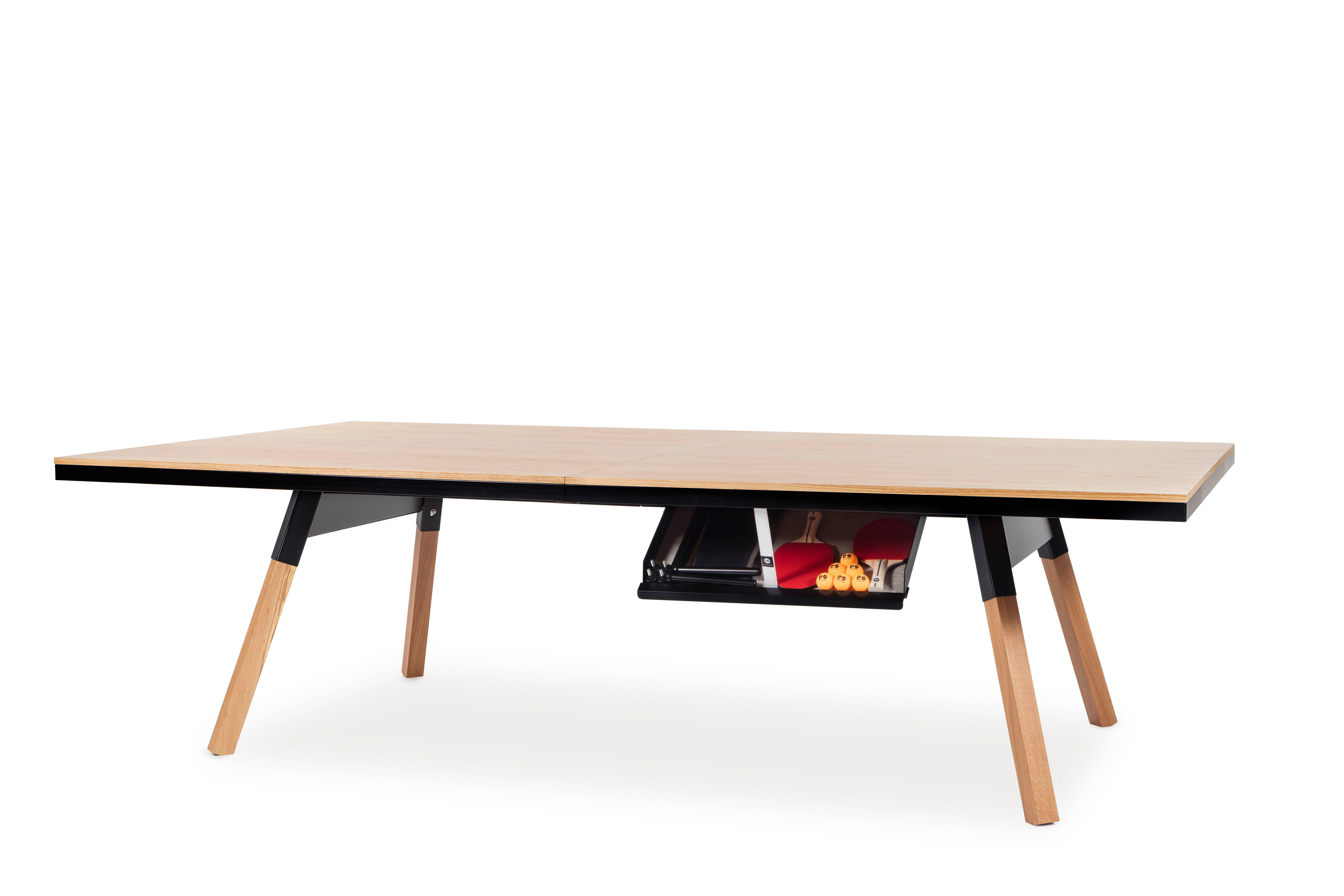 Spanish You and Me Wooden Top Standard Ping-Pong Table in Oak and Black by RS Barcelona For Sale