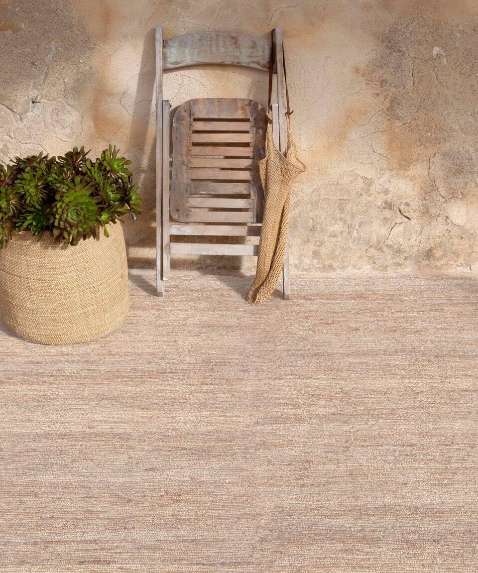 Modern Cream Earth Rug in Hand-Knotted Jute by Nani Marquina & Ariadna Miquel, Small For Sale