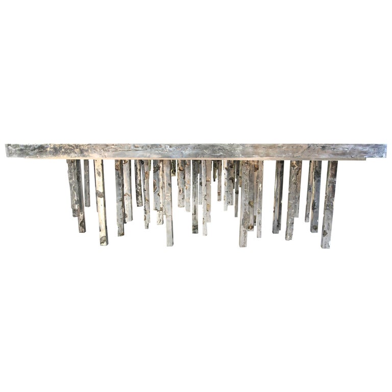 Custom One of a Kind Solid Zinc Sculptural Dining Table