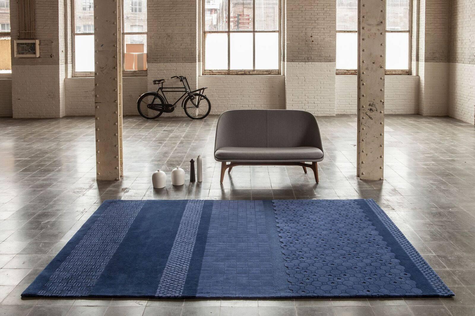 Indian Blue Jie Hand-Tufted Wool Area Rug by Neri & Hu Large