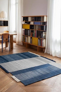Tres Collection Blue Hand-Loomed Wool & Felt Rug by Nani Marquina, Medium