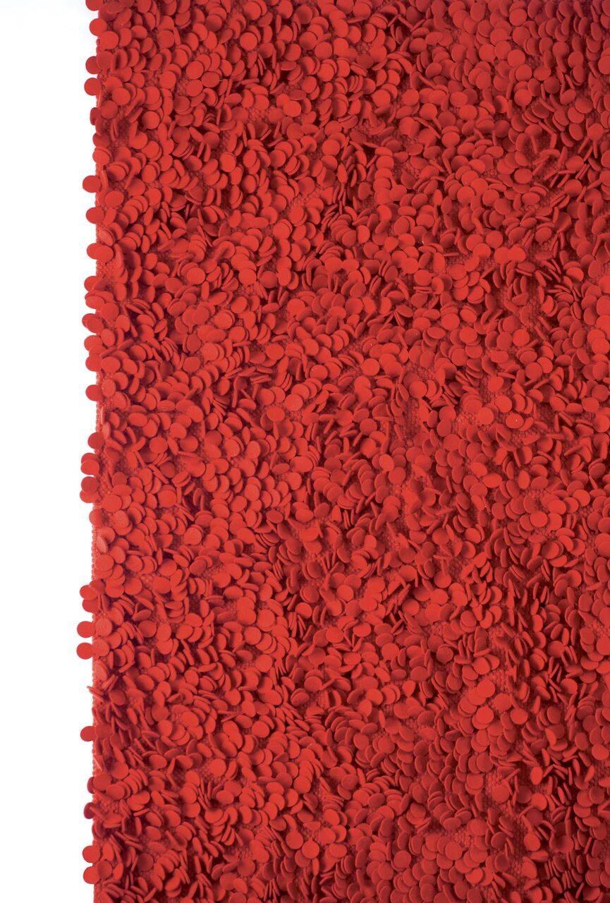 Modern Roses Red Hand-Loomed Wool Dyed Felt Rug by Nani Marquina, in Stock