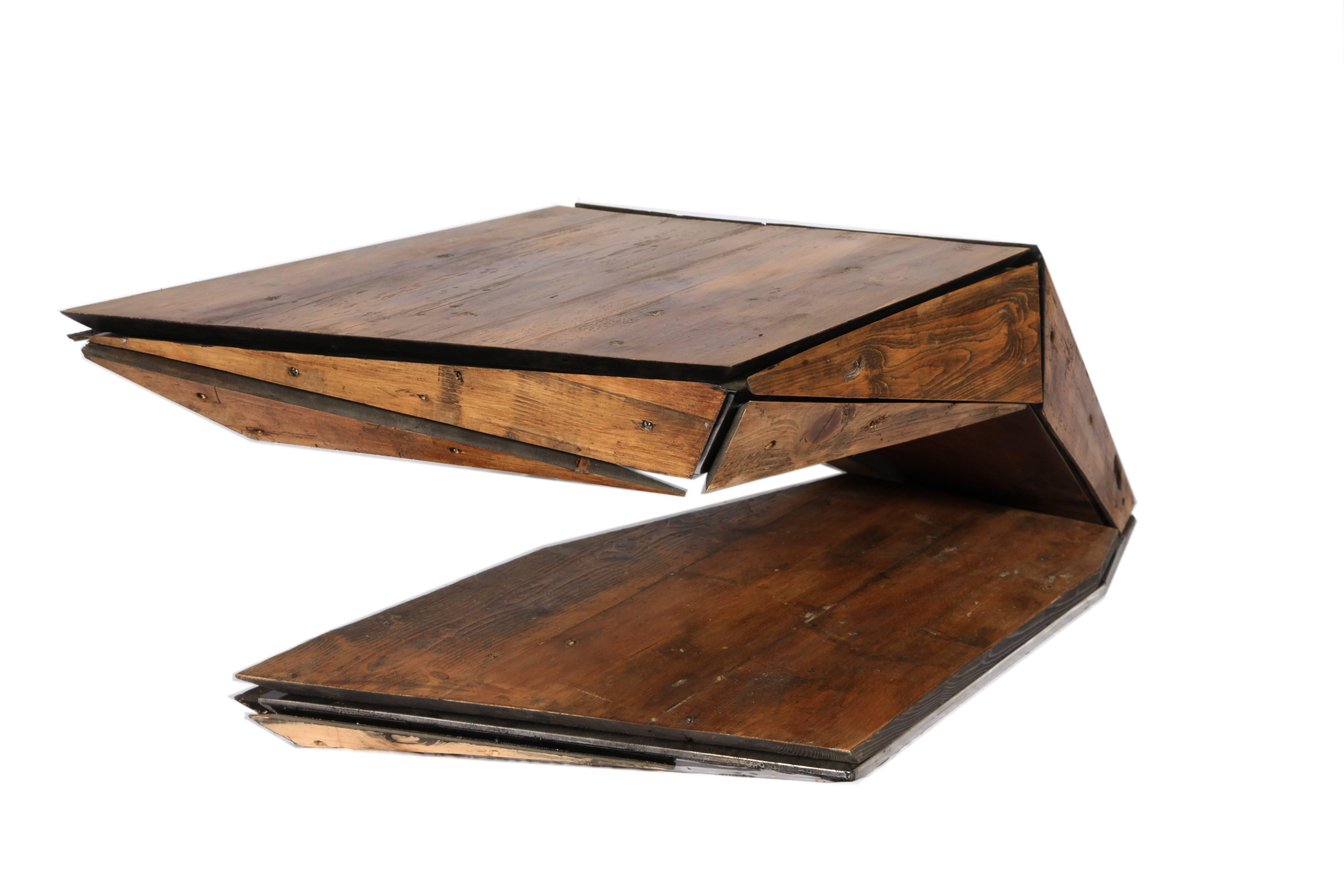 Italian-Made Two-Desk Set in 18th Century Pinus Cembra & Steel Sourced in Italy For Sale 4