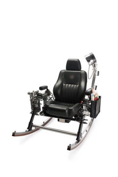 Dondolo Lounge Chair in Black with Stainless Steel, Recycled Leather & Mahogany