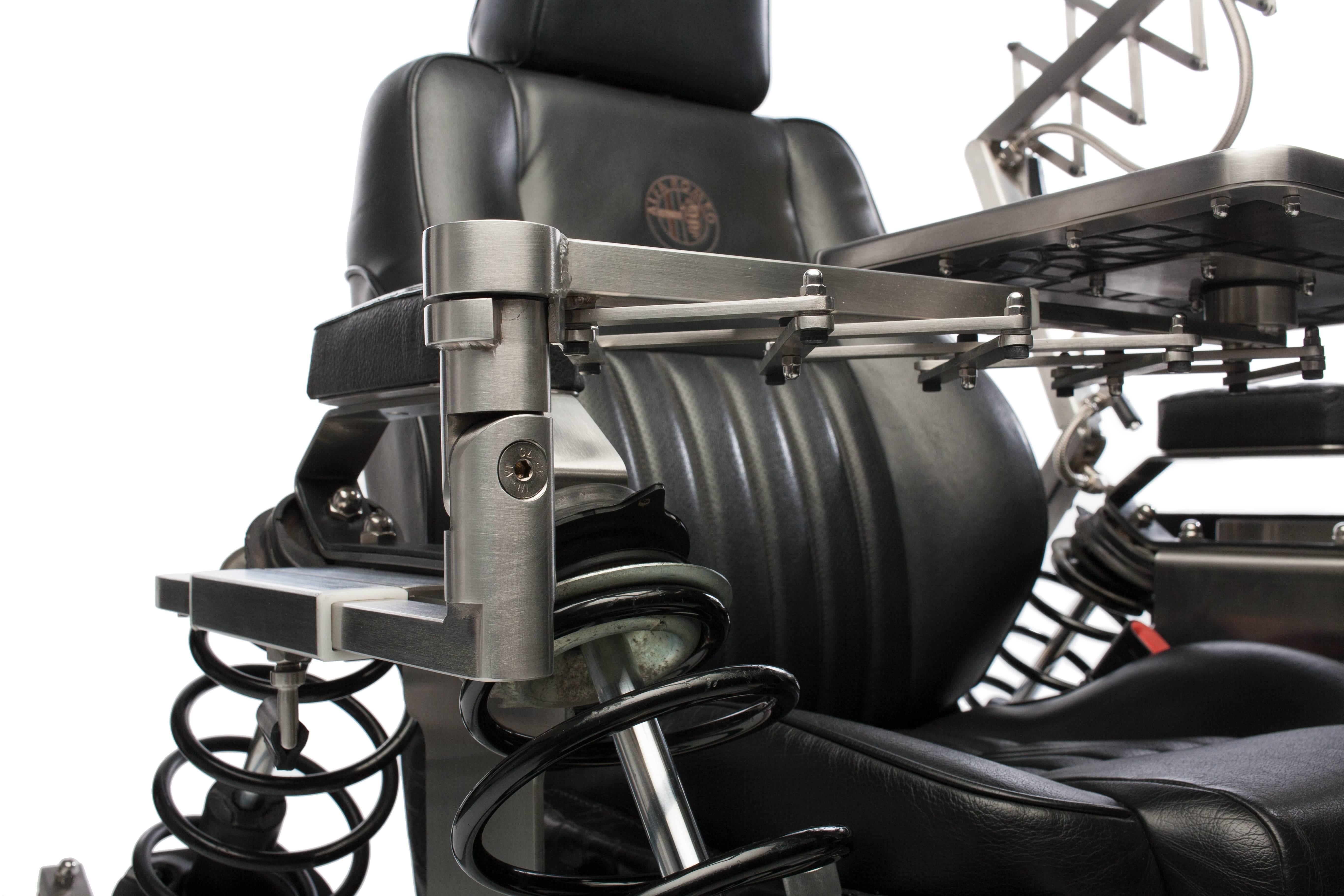 Chaise longue Dondolo en noir avec acier inoxydable, cuir recyclé et acajou en vente 2