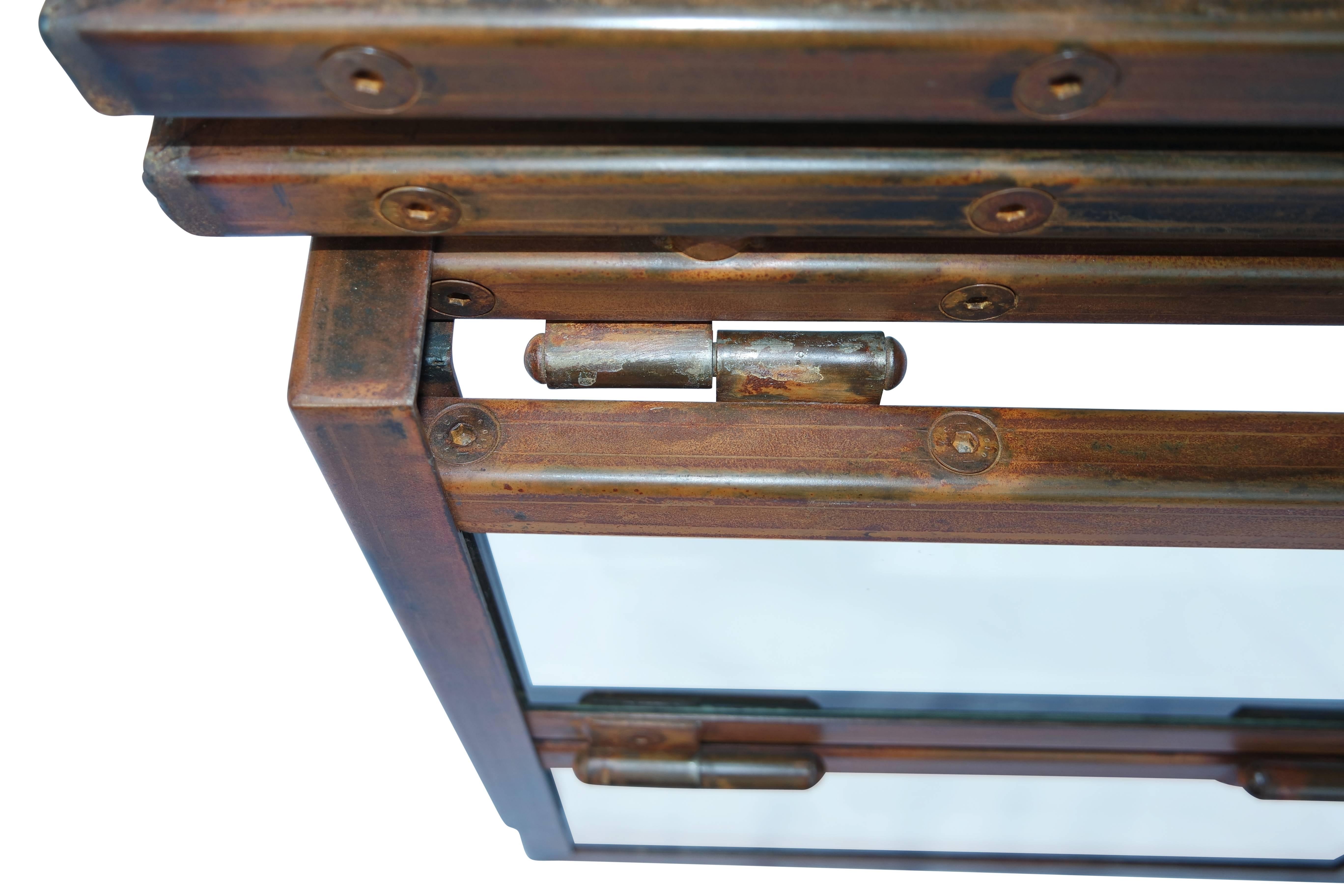 Silla Plegable de Cristal Fabricada con Cristal Italiano y Acero Oxidado Tratado Vidrio en venta