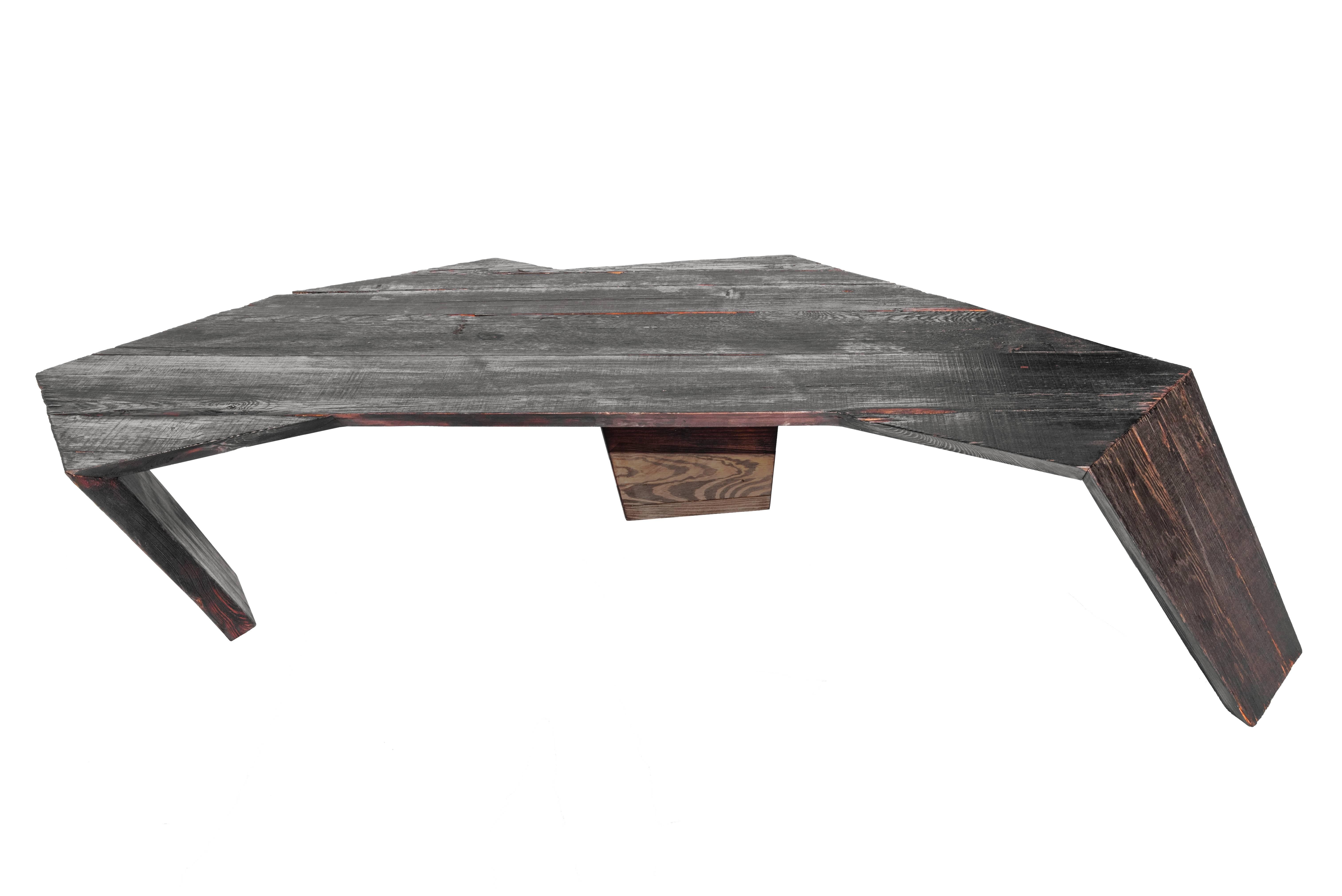 Modern Stealth Coffee Table in Recycled & Locally Found 19th Century Italian Larch Wood For Sale