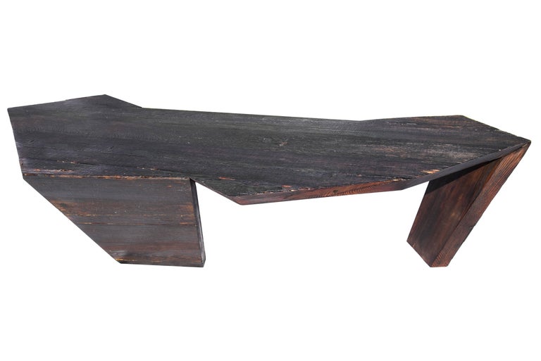 Modern Stealth Coffee Table in Recycled & Locally Found 19th Century Italian Larch Wood For Sale