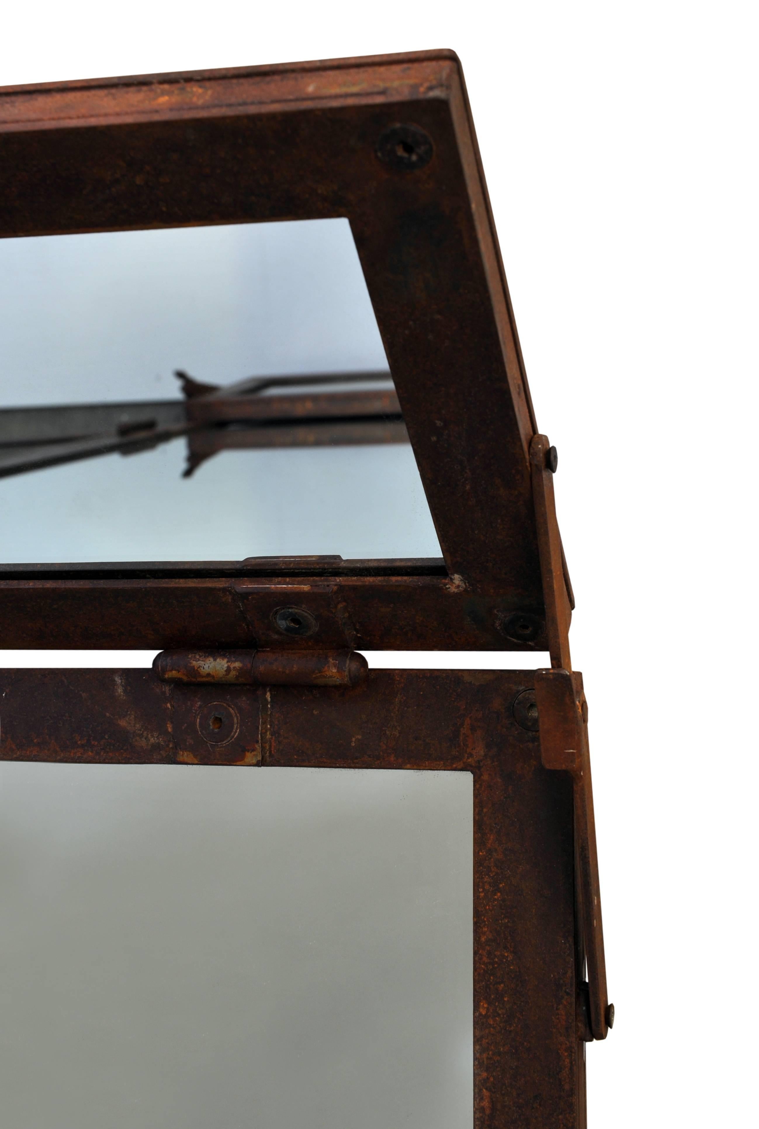 Contemporary Large Industrial-Style Mirror in Locally Sourced Oxidized Italian Steel For Sale