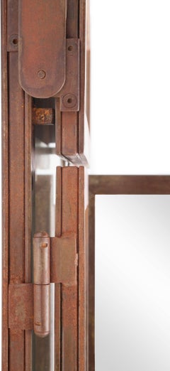 Large Industrial-Style Mirror in Locally Sourced Oxidized Italian Steel