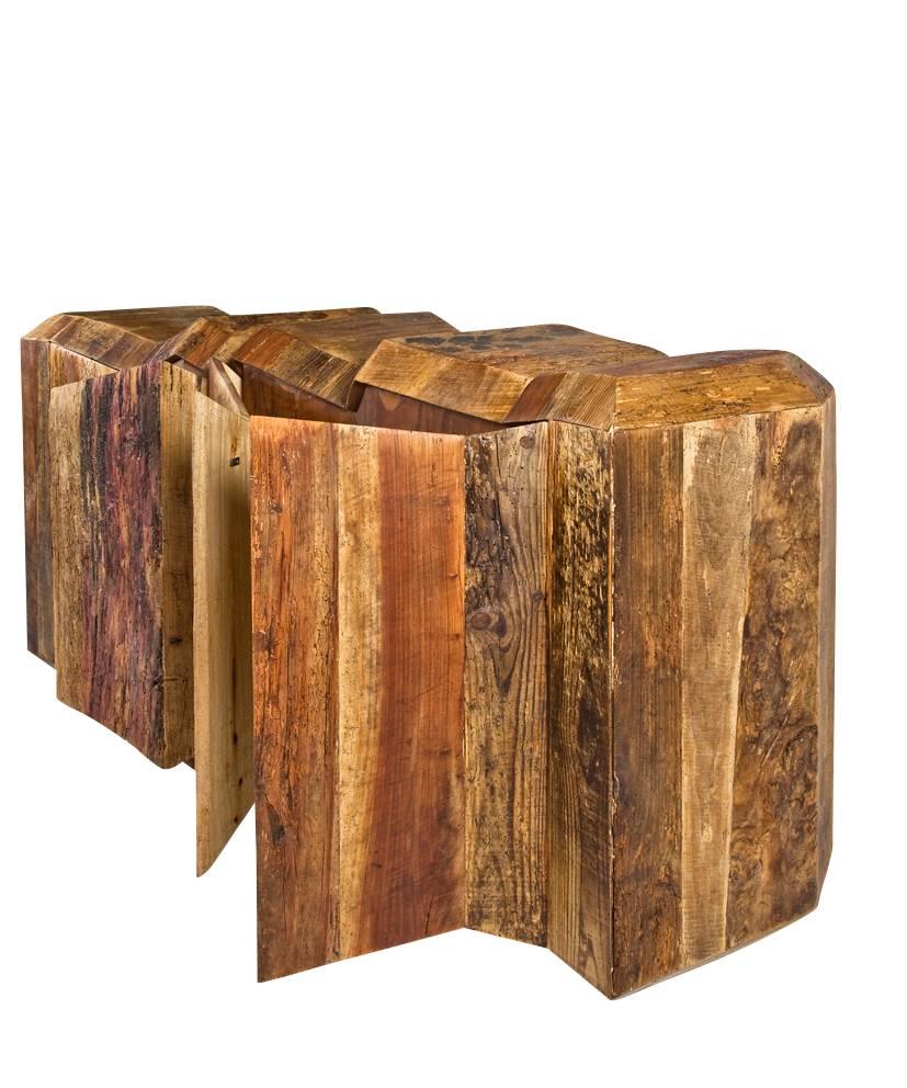 Konsole und Anrichte aus restauriertem italienischem Holz, mit Linseed-Öl behandelt im Angebot 1