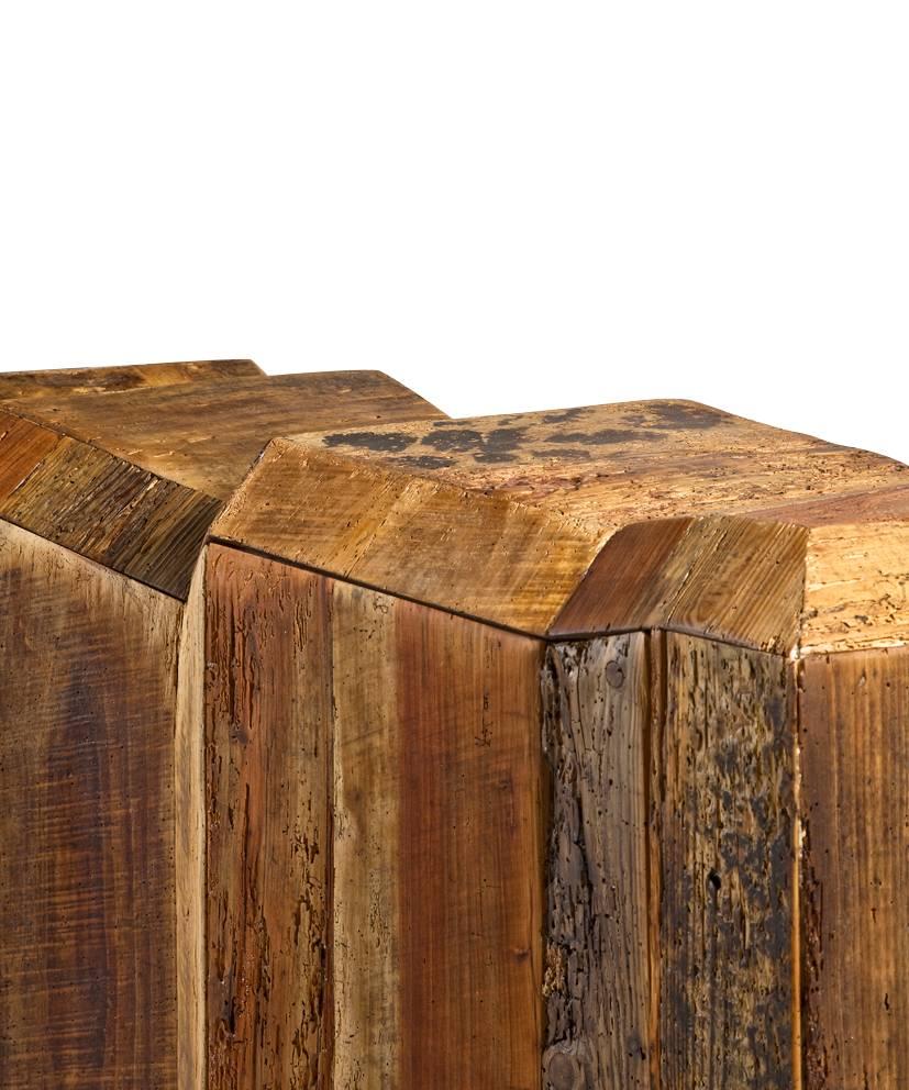 Konsole und Anrichte aus restauriertem italienischem Holz, mit Linseed-Öl behandelt im Angebot 3