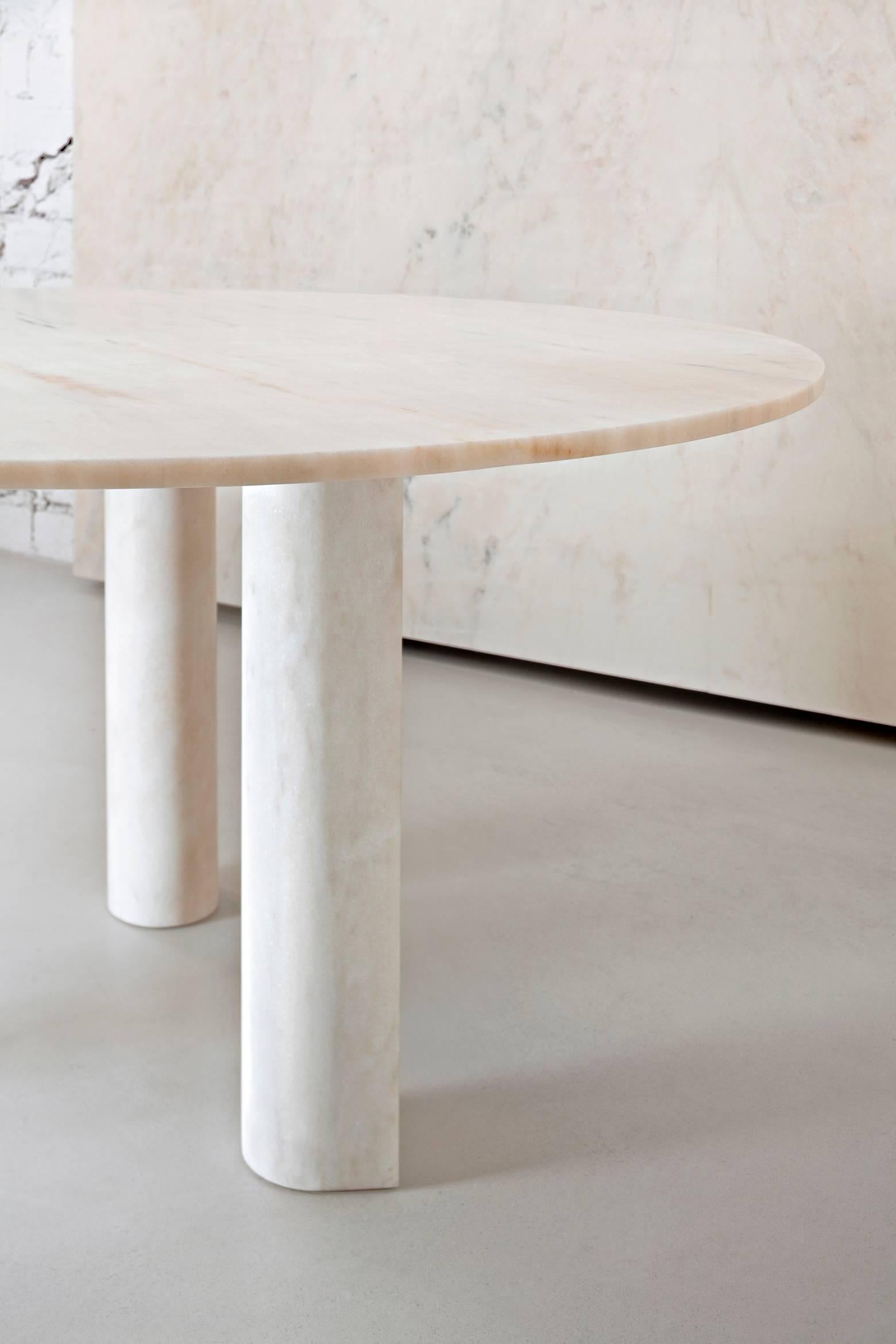 Modern Salvatori 'Love Me, Love Me Not' Round Dining Table in Rosa Portogallo Marble For Sale