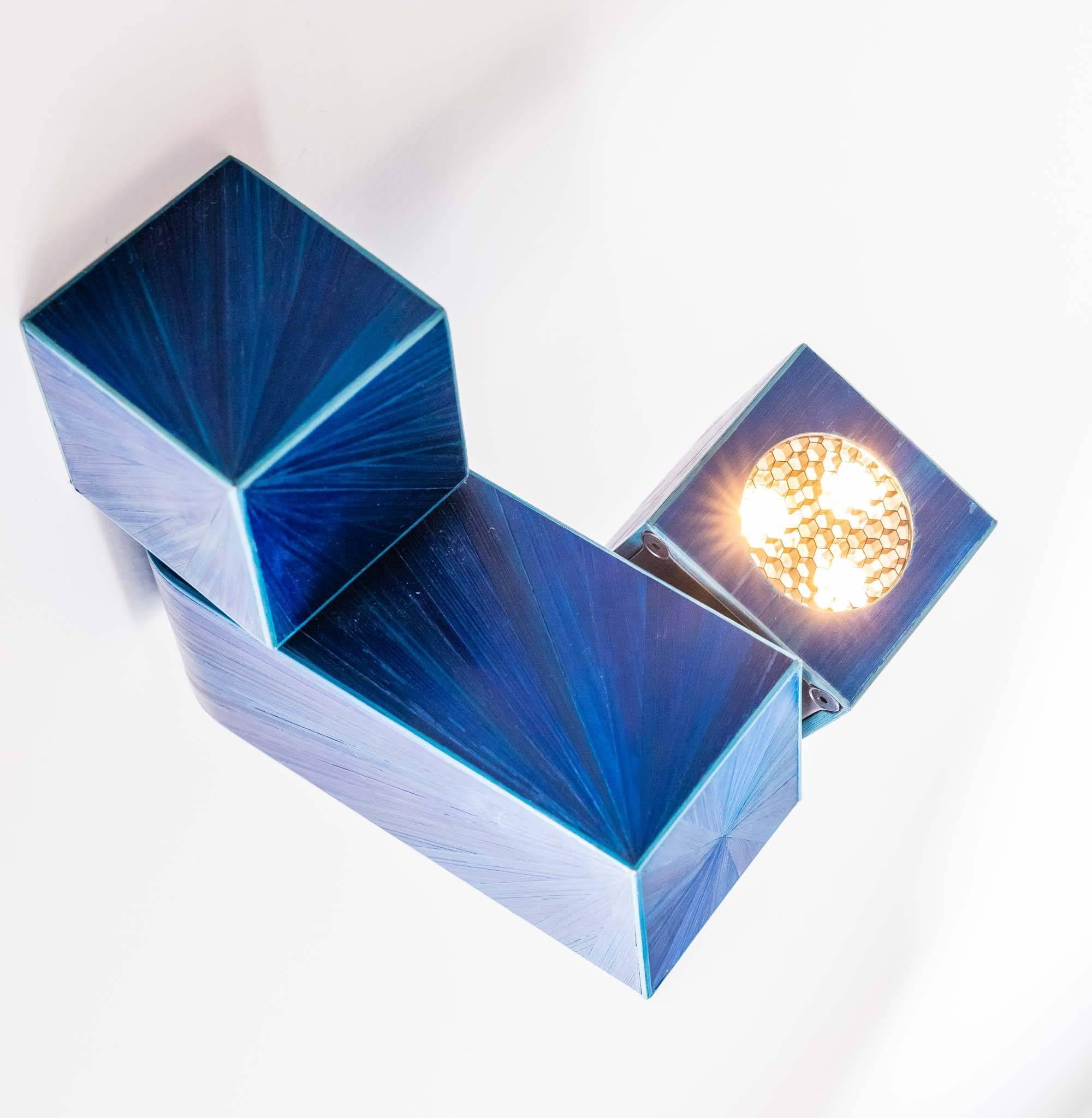 Marienbad Bedside Cube Sconce in Blue In New Condition For Sale In New York, NY