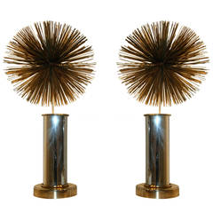 Pair of "Pom-Pom" Lamps, Urchin Style, by Curtis Jere