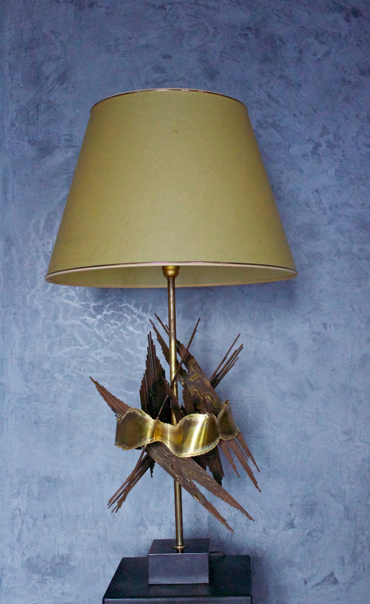 Large Metal Lamp by "Tom Greene" Brutalist Style, 1970
