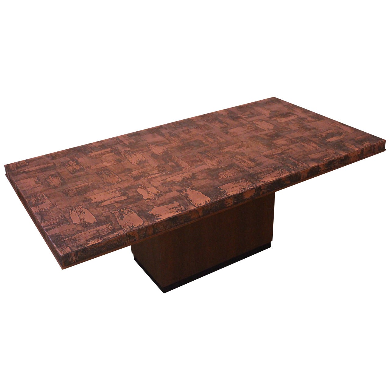 Interesting Brutalist Style, Acid Washed, Copper Patina Coffee Table, 1970 For Sale