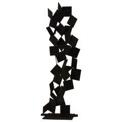 Big Abstract Iron Sculpture in Black, Patinated, circa 1970
